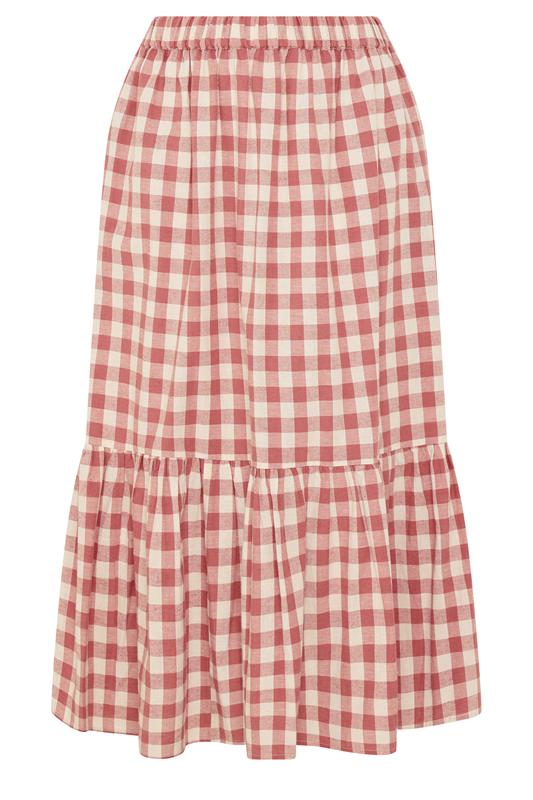 LIMITED COLLECTION Plus Size Red Gingham Maxi Skirt | Yours Clothing 5