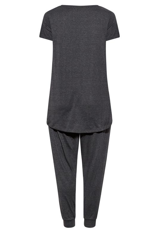 Plus Size Grey 'Duvet Days' Slogan Cuffed Pyjama Set | Yours Clothing 7