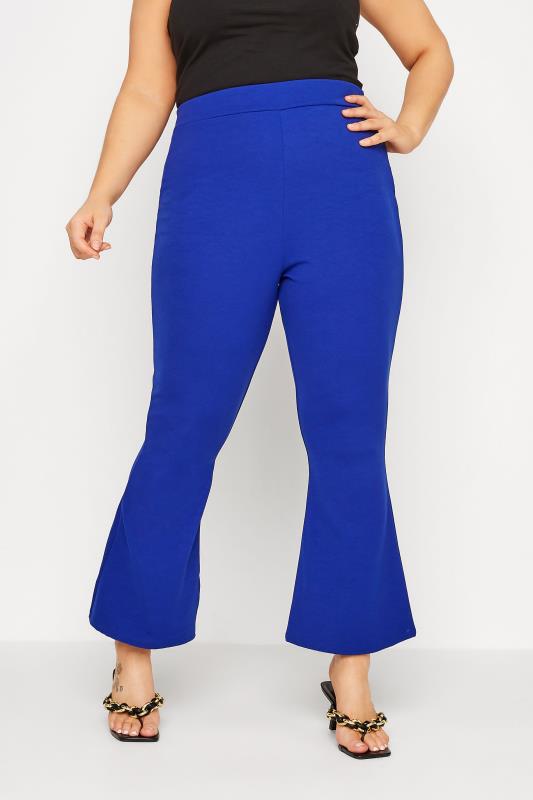 LIMITED COLLECTION Curve Cobalt Blue Flared Trousers_A.jpg
