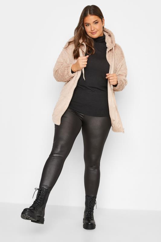 YOURS LUXURY Plus Size Beige Brown Heart Faux Fur Jacket  | Yours Clothing 2