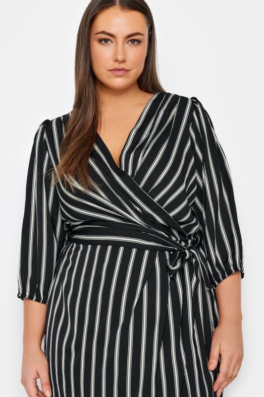 Evans Black & White Stripe Wrap Dress 4