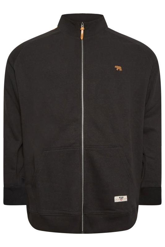 D555 Big & Tall Black Zip Through Logo Sweatshirt | BadRhino 3