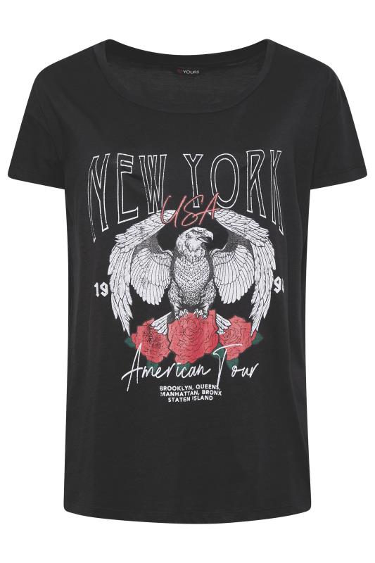 Plus Size Black 'New York' Eagle Print Boxy T-Shirt | Yours Clothing 6