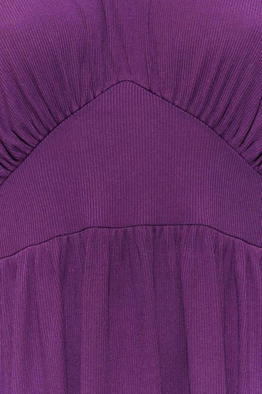 LIMITED COLLECTION Plus Size Dark Purple Long Sleeve Corset Top | Yours Clothing 5