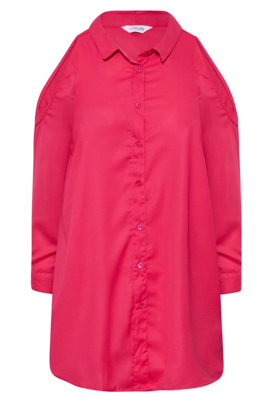 Plus Size Hot Pink Cold Shoulder Shirt | Yours Clothing 6