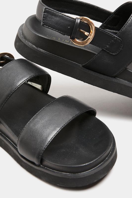 LIMITED COLLECTION Plus Size Black Double Strap Chunky Sandals In Extra Wide Fit | Yours Clothing 6