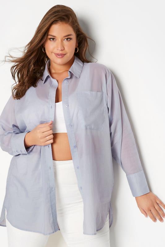 Plus Size Grey Pocket Oversized Shirt | Yours Clothing 3