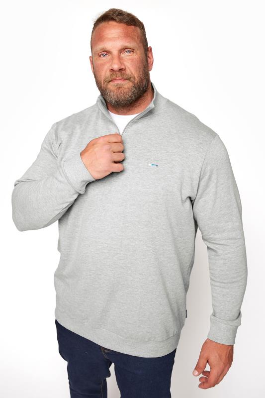 BadRhino Big & Tall Grey Marl Quarter Zip Essential Sweatshirt 1