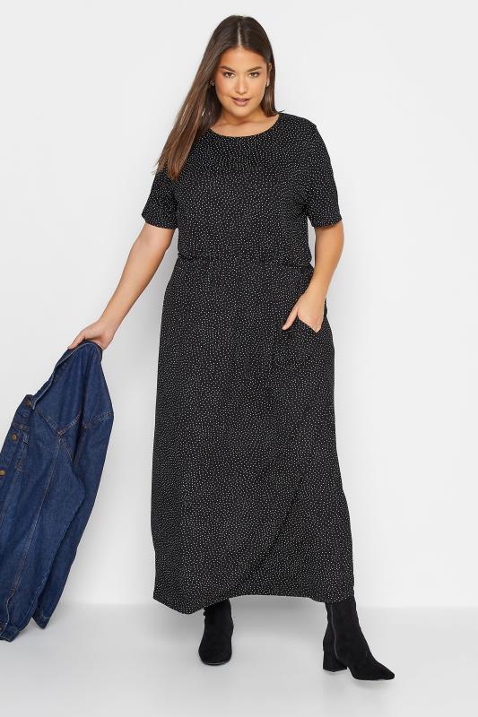 LTS Tall Women's Black Spot Print Pocket Midaxi Dress | Long Tall Sally 2