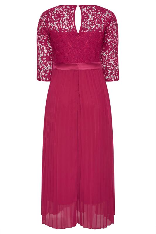 YOURS LONDON Curve Burgundy Red Lace Pleated Bridesmaid Maxi Dress_BK.jpg