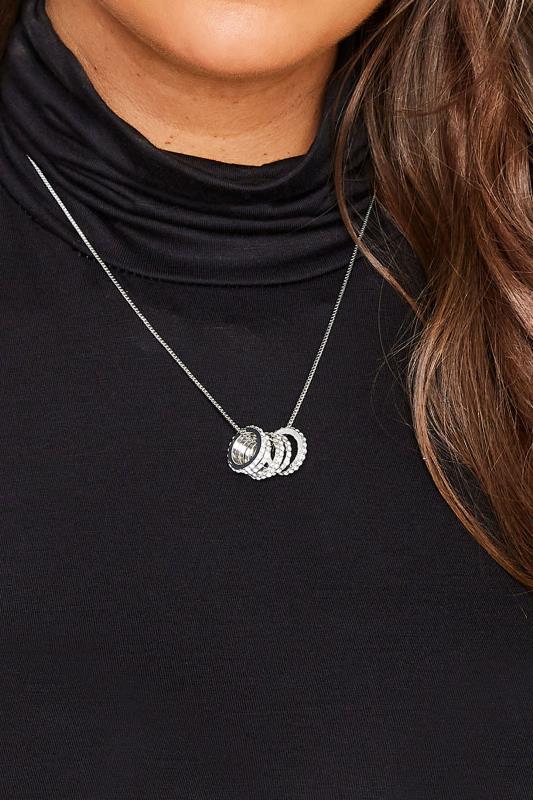 Silver Diamante Rings Necklace | Yours Clothing 1