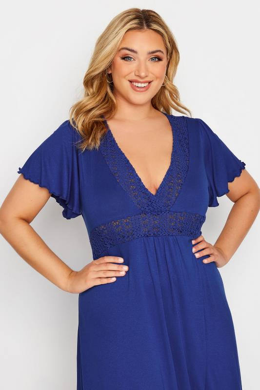 YOURS Plus Size Blue Crochet Detail Dress | Yours Clothing  4