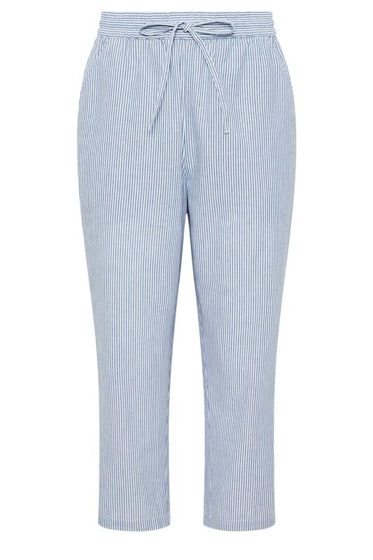 M&Co blauwe gestreepte rechte broek met korte pijpen