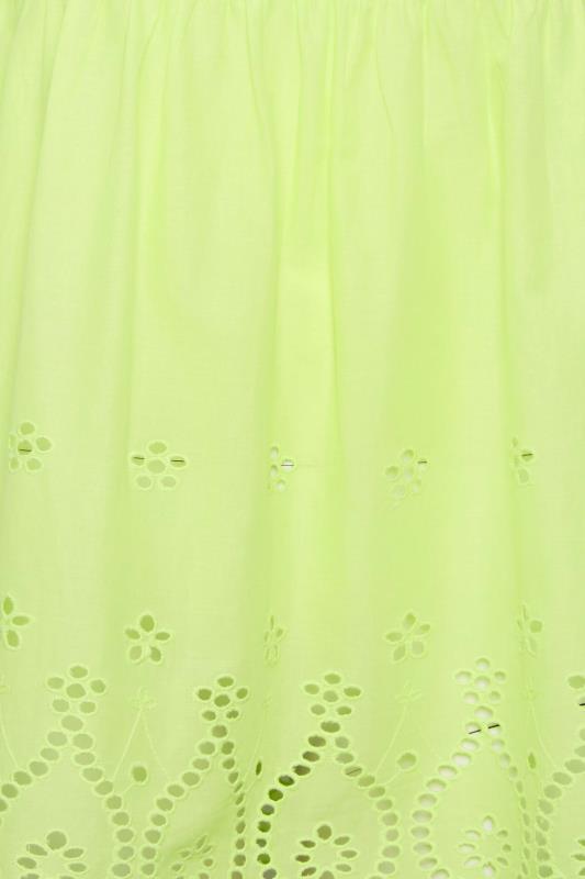 YOURS Plus Size Lime Green Broderie Anglaise Vest Top | Yours Clothing 5