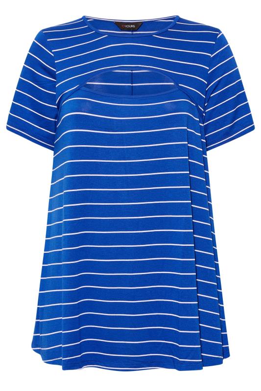 Plus Size Blue Stripe Cut Out Top | Yours Clothing  6