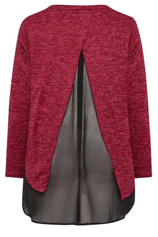 Plus Size Red Mesh Hem Soft Touch Top | Yours Clothing 7