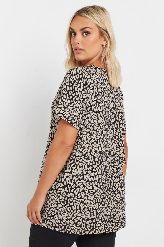 YOURS Plus Size Black Animal Print Bow Top | Yours Clothing 3