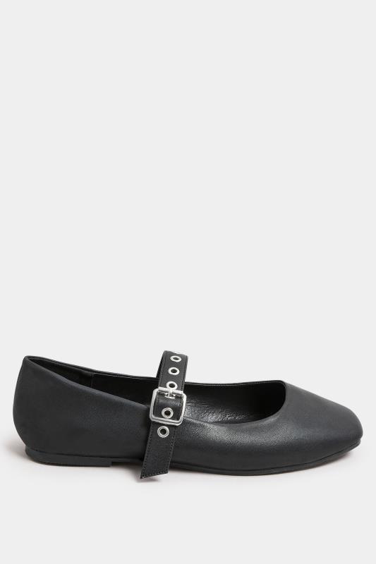 Black Buckle Detail Mary Jane Rivet Flats | Yours Clothing 3