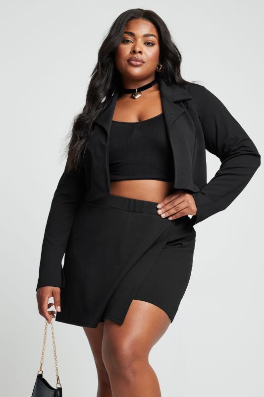  Grande Taille YOURS Curve Black Cropped Blazer