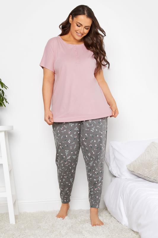 YOURS Plus Size Pink Scoop Placket Pyjama Top | Yours Clothing 5