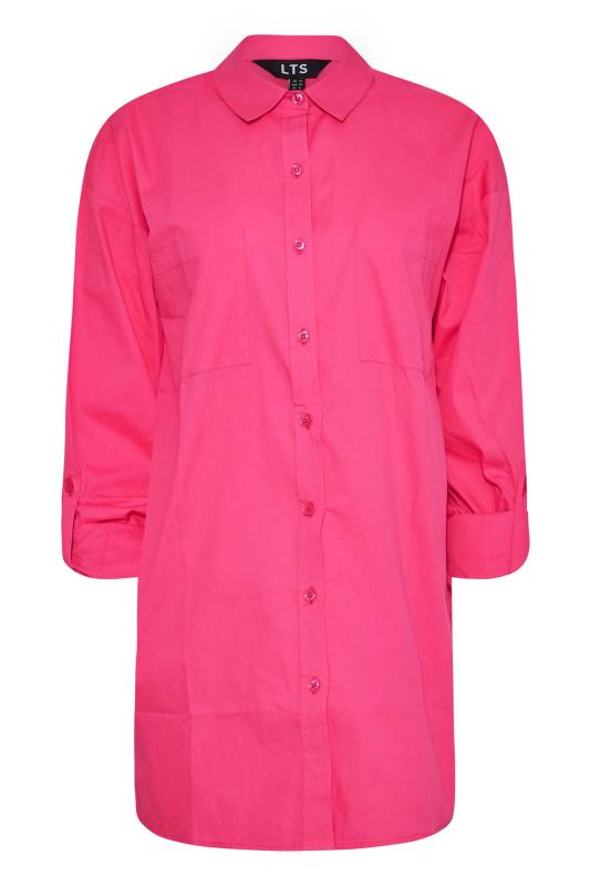 LTS Tall Hot Pink Oversized Cotton Shirt 7