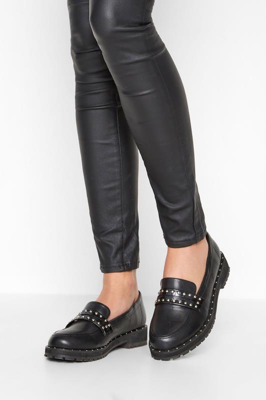 LTS Black Stud Loafers In Standard Fit | Long Tall Sally 1