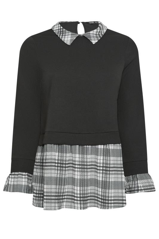 YOURS Plus Size Black Check 2 In 1 Shirt Jumper | Yours Clothing 5