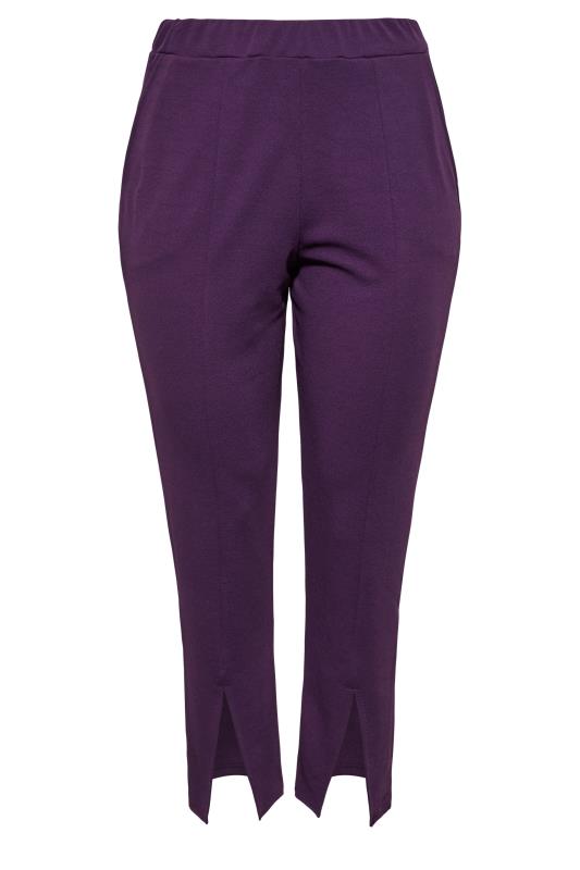 LIMITED COLLECTION Curve Dark Purple Split Hem Tapered Trousers 5