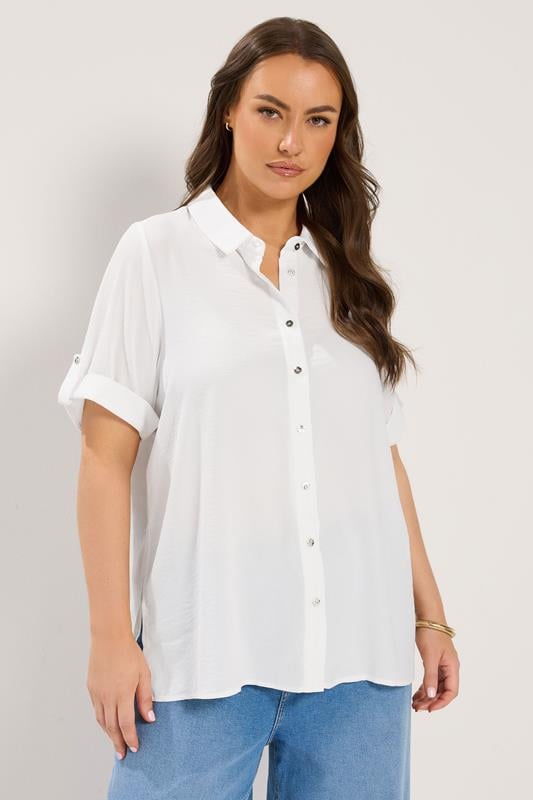  YOURS Curve White Relaxed Short Sleeve Shirt