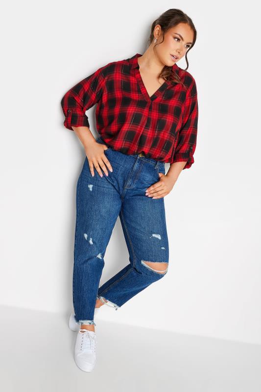 YOURS Curve Plus Size Red Check Print Shirt | Yours Clothing  3