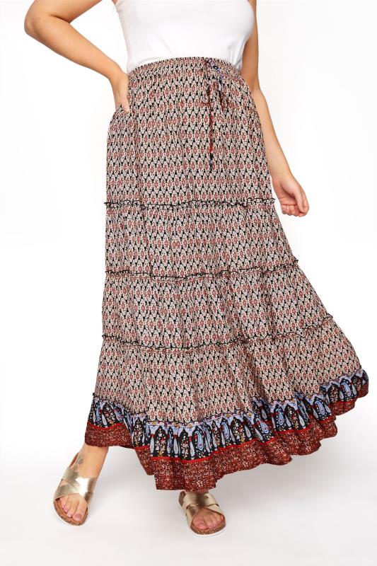 Red Aztec Tiered Gypsy Skirt_B.jpg