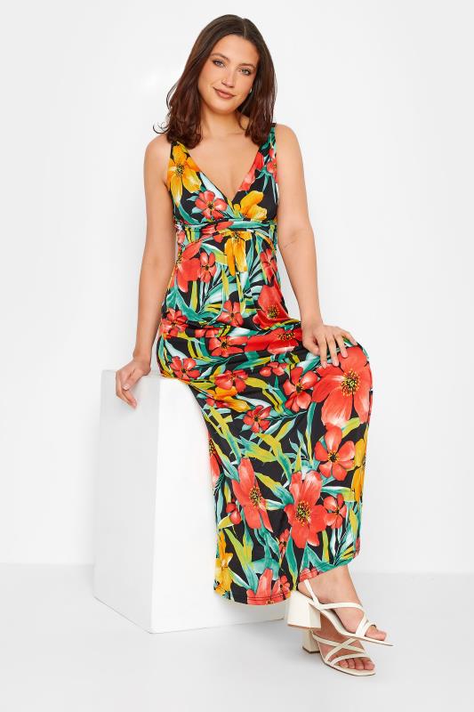 LTS Tall Women's Black Floral Print V-Neck Sleeveless Maxi Dress | Long Tall Sally 2