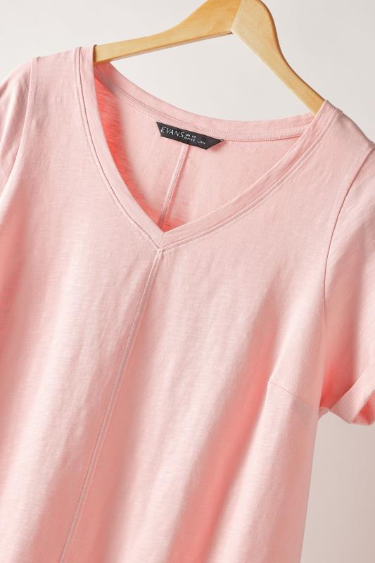 EVANS Plus Size Pink Pure Cotton T-Shirt | Yours Curve 8