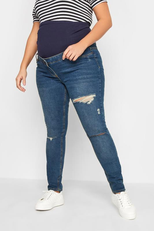  Grande Taille LTS Tall Maternity Mid Blue Distressed AVA Stretch Skinny Jeans
