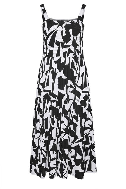 YOURS Plus Size Black Abstract Shirred Dress | Yours Clothing 5