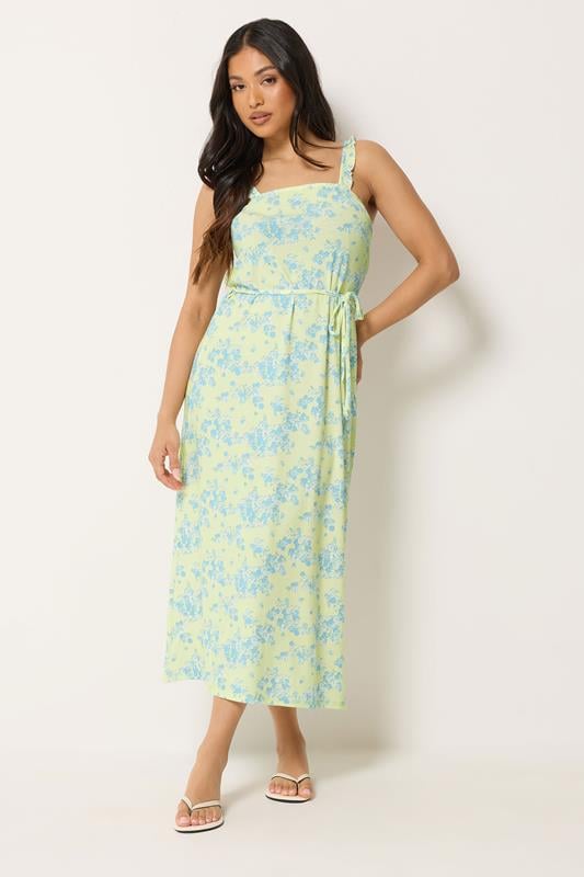  PixieGirl Petite Yellow Floral Belted Midi Dress