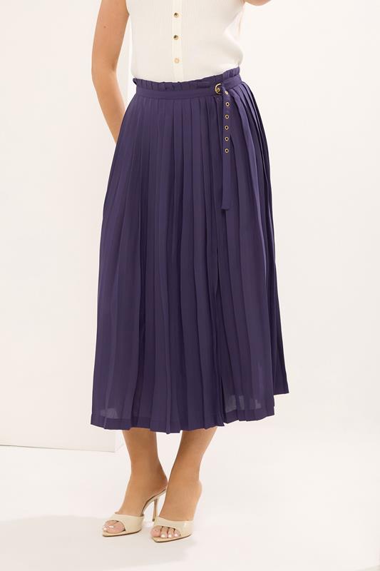 STAR Purple Pleated Belt Buckle Maxi Skirt | StarByJM 1
