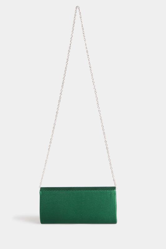 Green Pleated Satin Clutch Bag | Yours Clothing 5