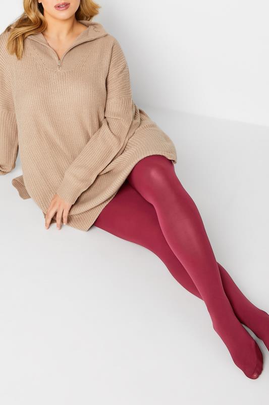 Burgundy Red 90 Denier Tights | Yours Clothing 1