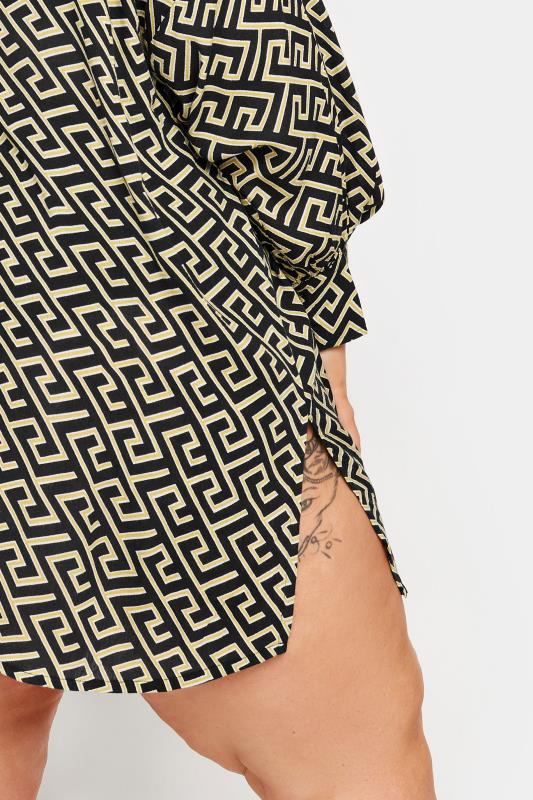 YOURS Plus Size Black Geometric Print Beach Shirt | Yours Clothing 5