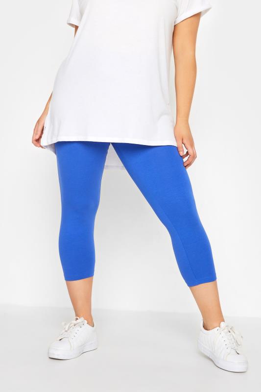 YOURS FOR GOOD Plus Size Bright Blue Cropped Leggings | Yours Clothing 1