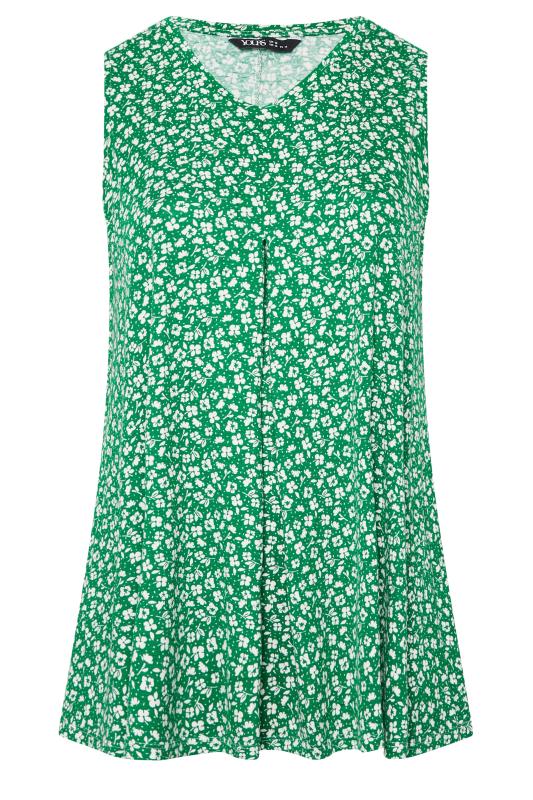 YOURS Plus Size Green Floral Print Pleat Front Vest Top | Yours Clothing 5