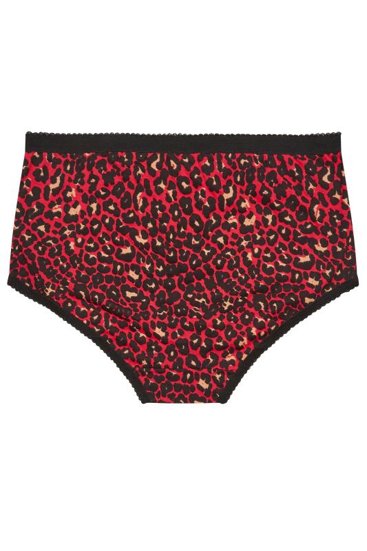 Plus Size 5 PACK Red & Black Animal Print Full Briefs | Yours Clothing 5
