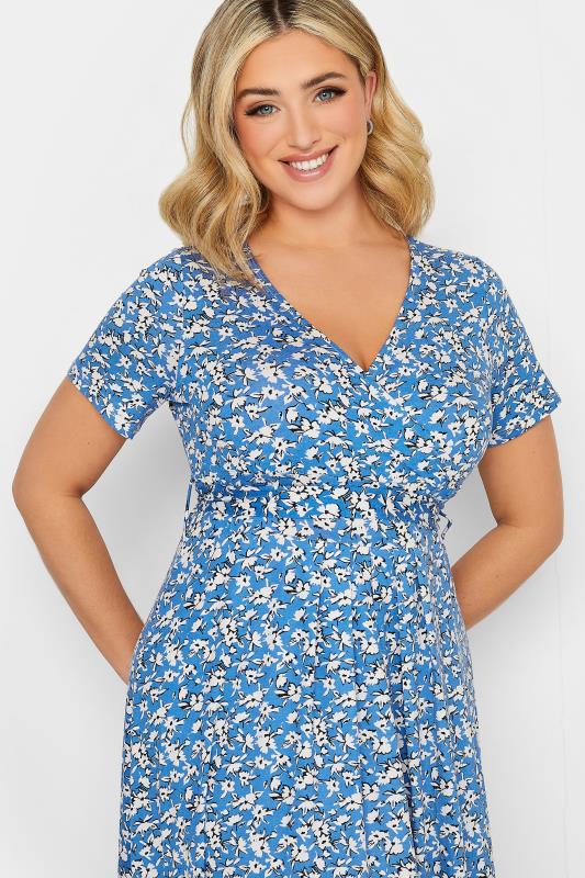 YOURS Curve Plus Size Blue Ditsy Print Maxi Dress | Yours Clothing  4
