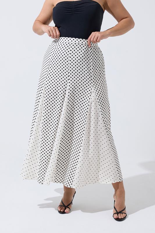 LIMITED COLLECTION Plus Size White Polka Dot Skirt | Yours Clothing 1