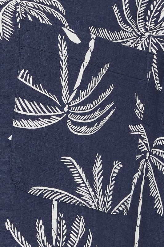 BadRhino Big & Tall Navy Blue Palm Tree Print Short Sleeve Shirt | BadRhino 8