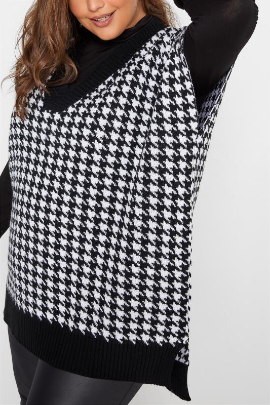 Plus Size Curve Black Dogtooth Check Jacquard Knitted Vest Top | Yours Clothing 3