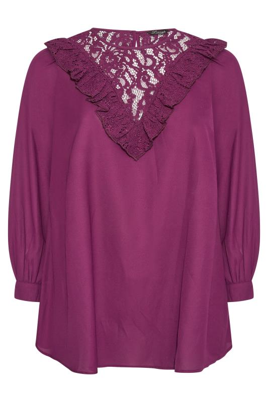 LIMITED COLLECTION Curve Purple Chevron Lace Insert Blouse_F.jpg