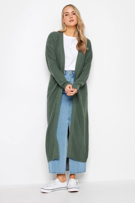  Grande Taille LTS Tall Sage Green Longline Ribbed Cardigan