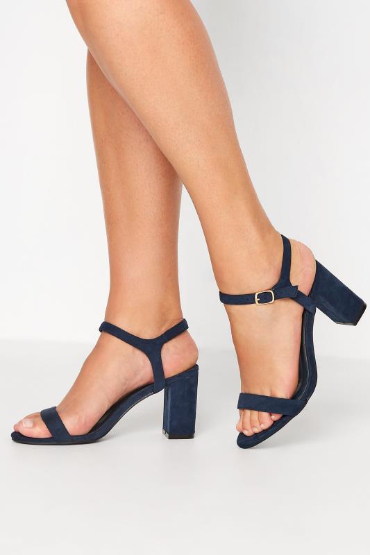 LIMITED COLLECTION Navy Blue Block Heel Sandal In Wide E Fit & Extra Wide EEE Fit | Yours Clothing 1